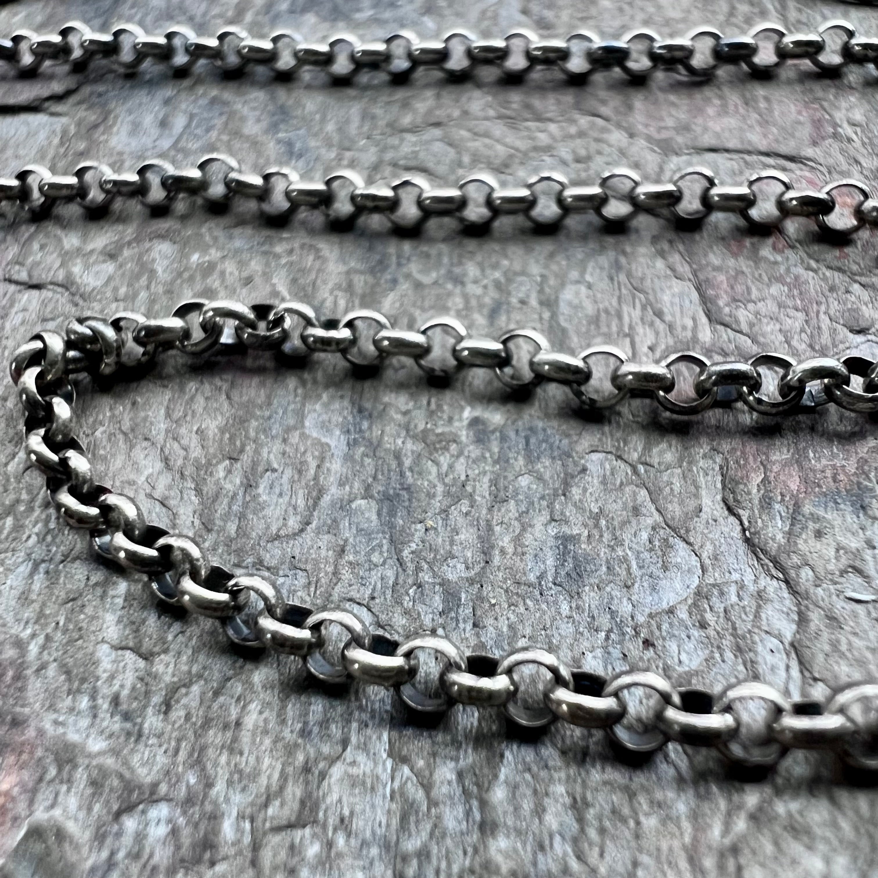 Sterling Silver Rectangular Chain - Adjustable Chain with Handmade Hook  Clasp and Extender