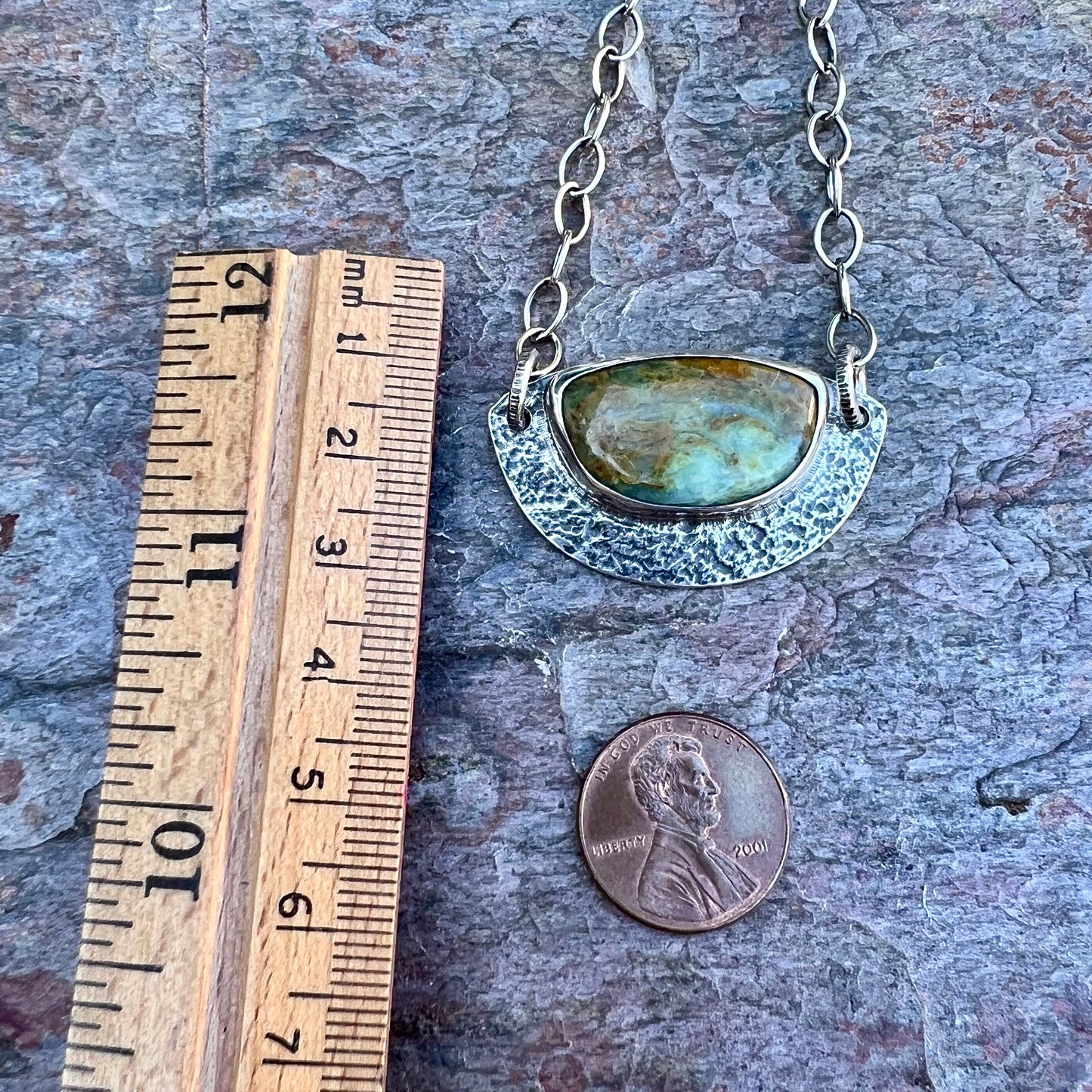 Peruvian Opal Sterling Silver Necklace - Handmade One-of-a-kind Pendant on Sterling Silver Chain