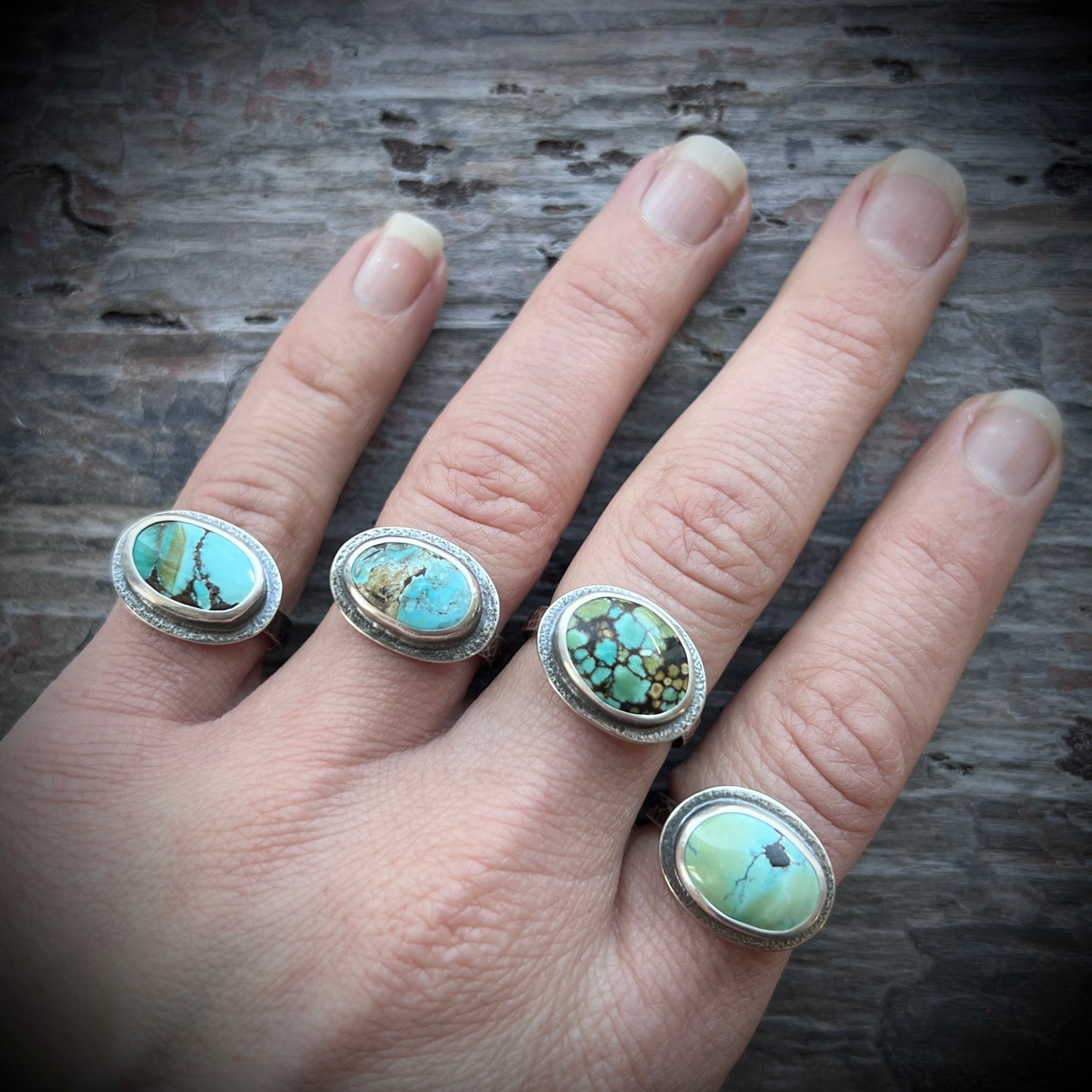 Sterling Silver Turquoise Ring | Genuine Natural Turquoise Cabochon Ring - Size 8.25