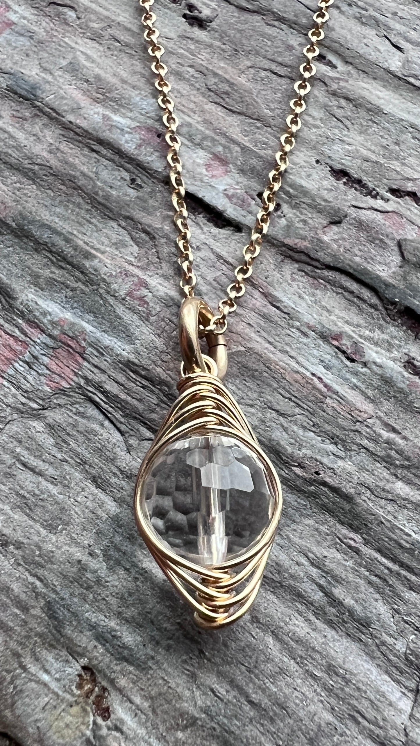 14k Goldfill Crystal Quartz Necklace | Natural Quartz Gold or Silver Pendant Dainty Necklace