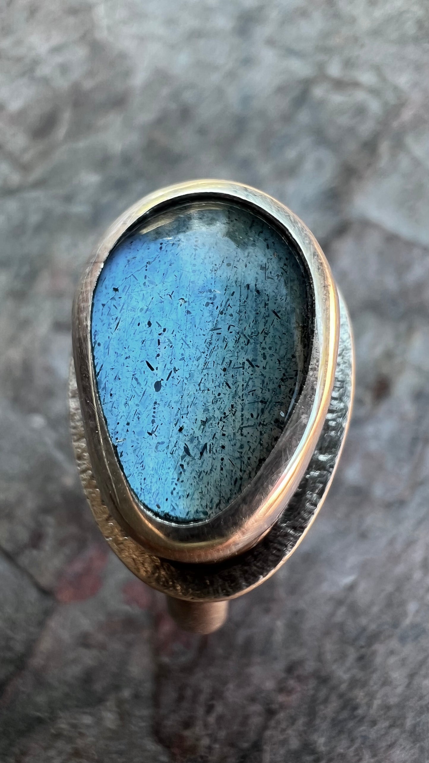Labradorite Sterling Silver Ring - Handmade One-of-a-kind Labradorite Ring on Silver Silver Band - Size 8