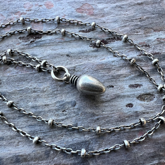 Sterling Silver Teardrop Spike Necklace | Small Silver Point Pendant Necklace