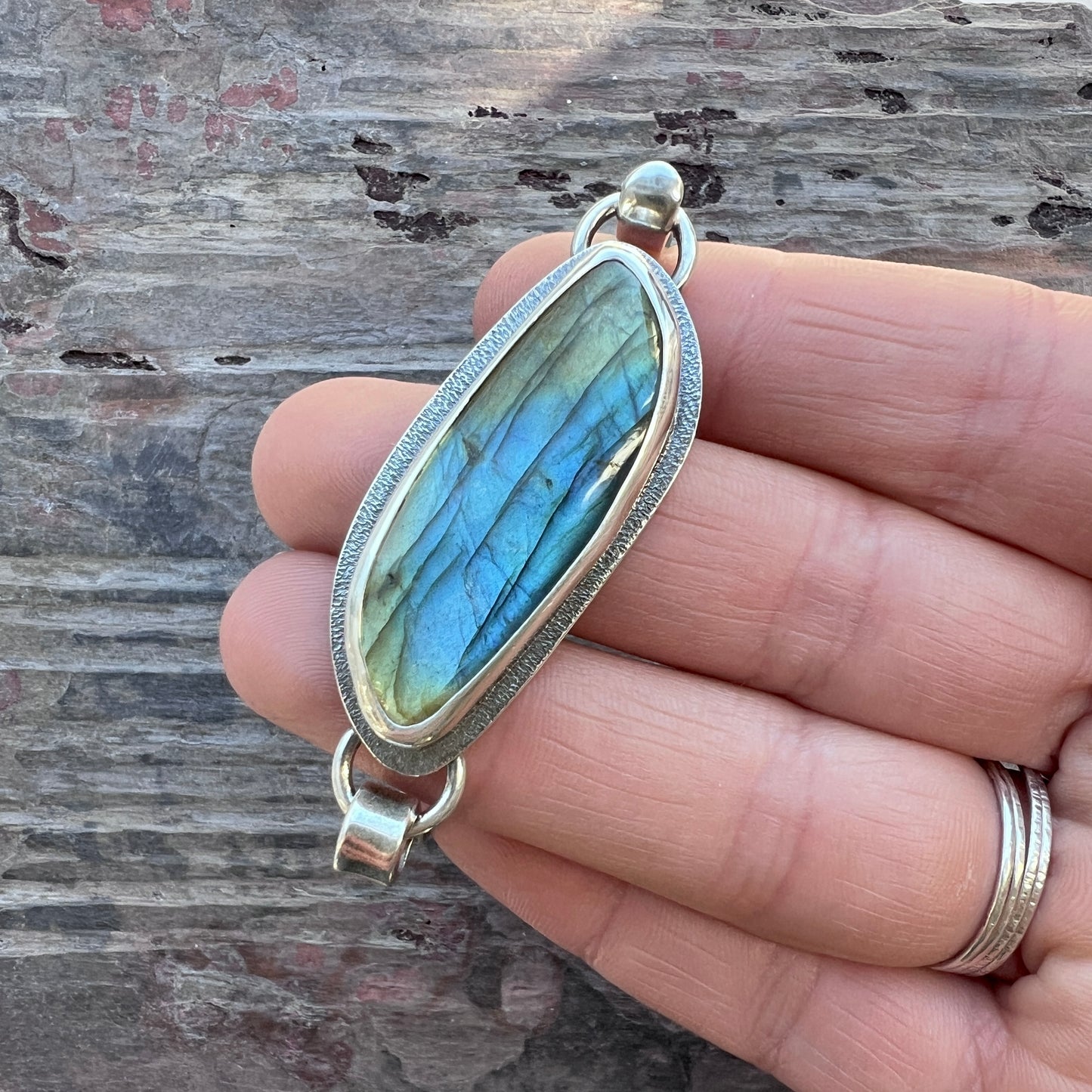Sterling Silver Labradorite Bracelet | Artisan Silver Cuff Bracelet