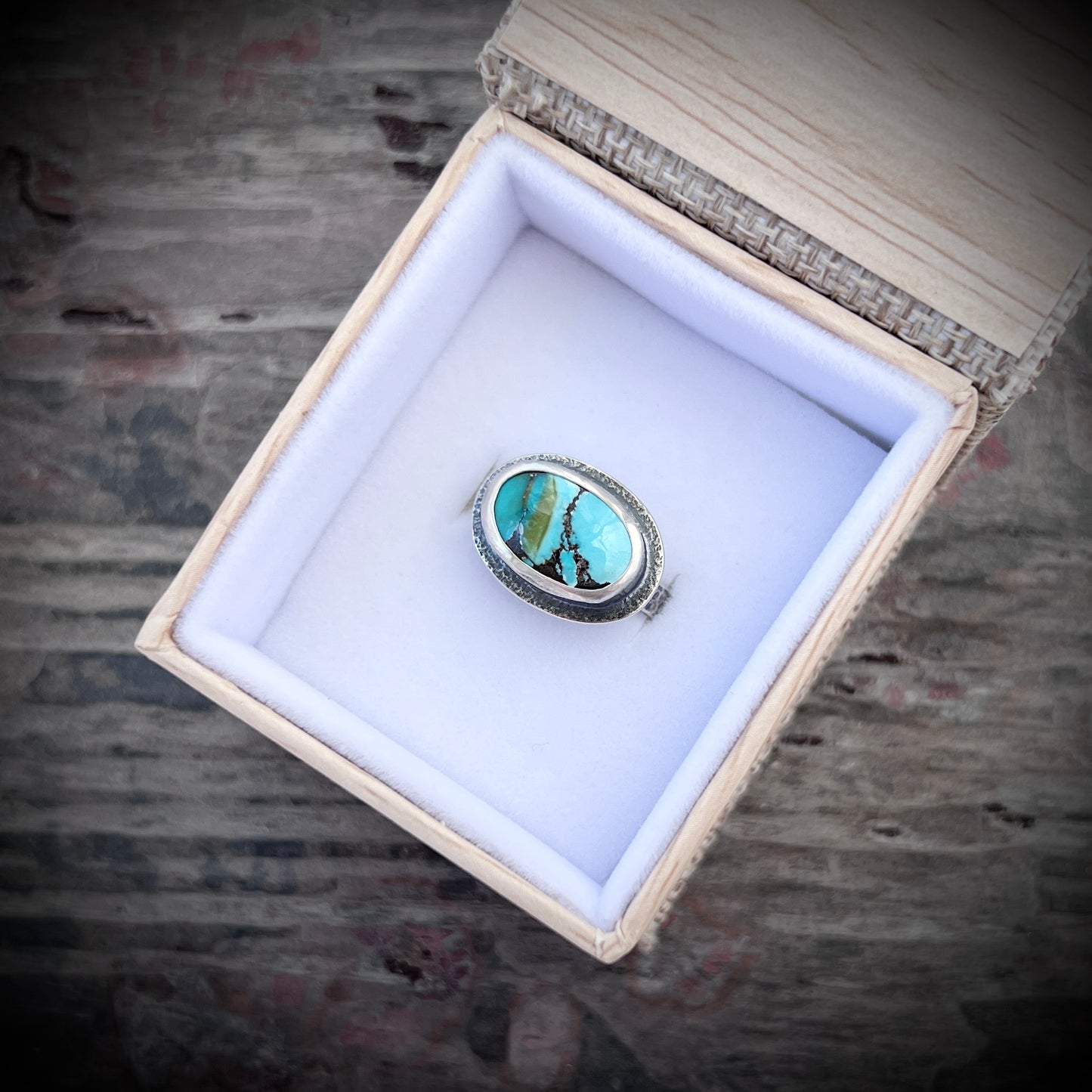 Sterling Silver Turquoise Ring | Genuine Natural Turquoise Cabochon Ring - Size 7