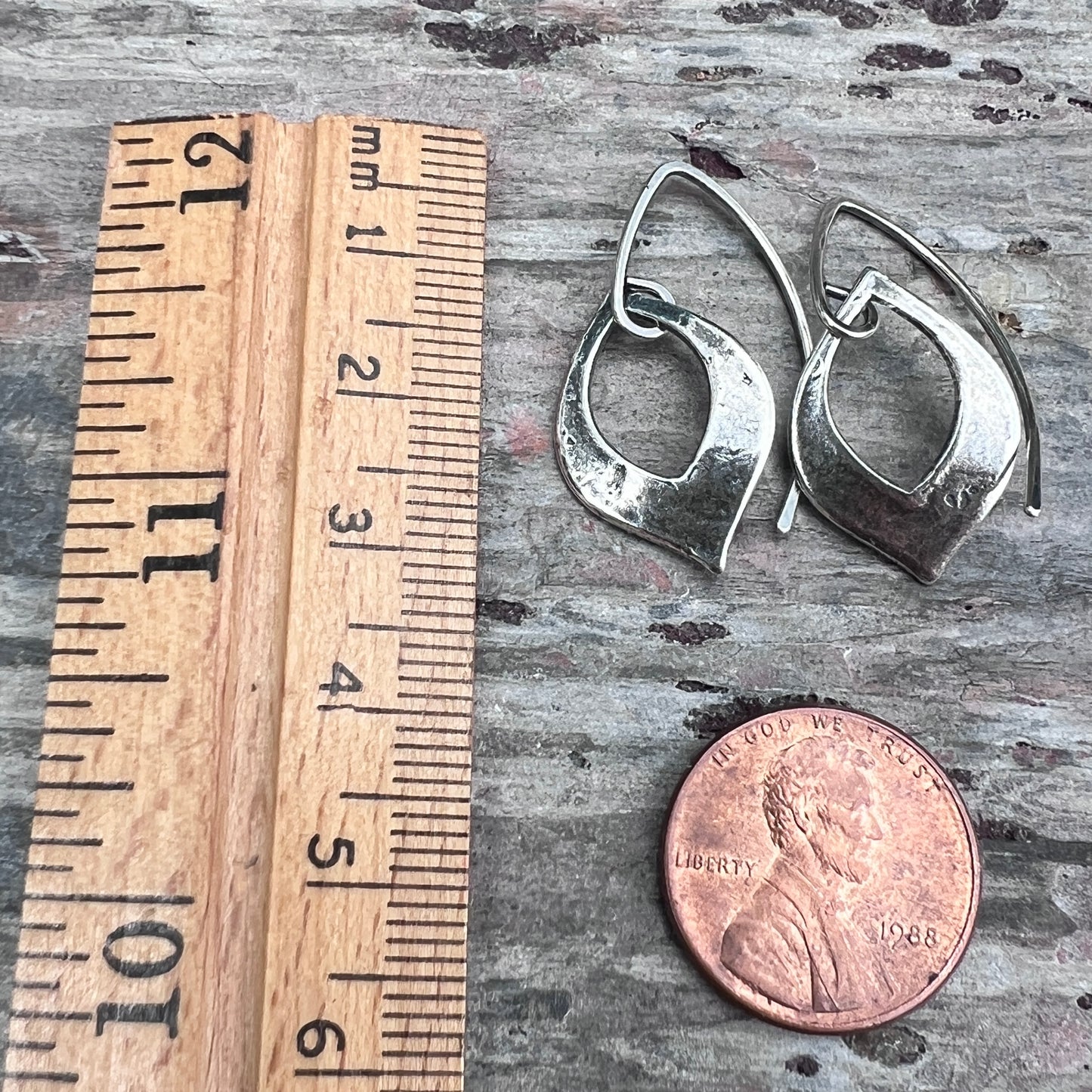 Sterling Silver Textured Petal Dangle Earrings