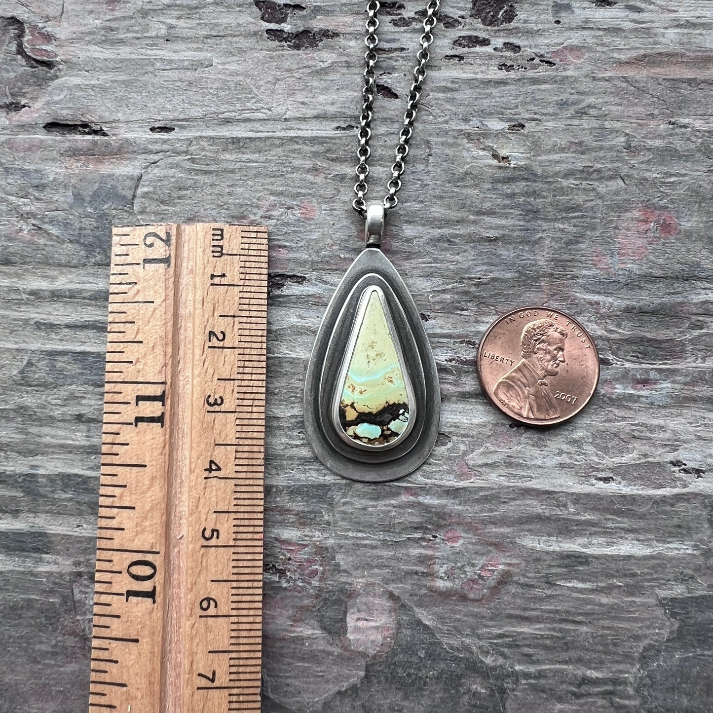 Sterling Silver Turquoise Necklace | Natural Turquoise Teardrop Pendant Necklace