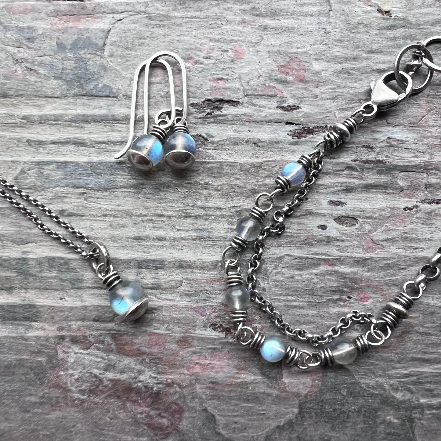 Sterling Silver Labradorite Earrings | Small Labradorite Dangle Earrings