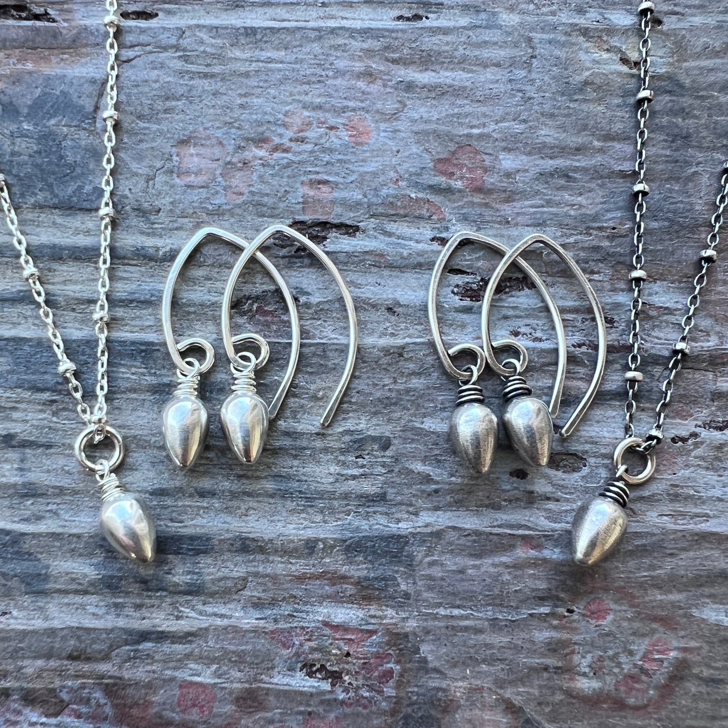 Sterling Silver Teardrop Spike Earrings | Small Silver Point Dangle Earrings