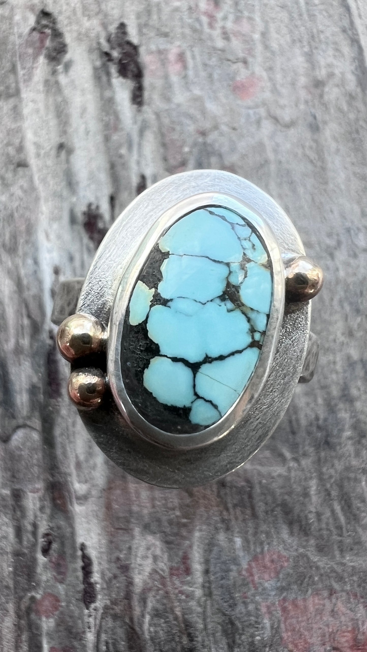 Turquoise Sterling Silver Ring | Genuine Turquoise Natural Stone Ring