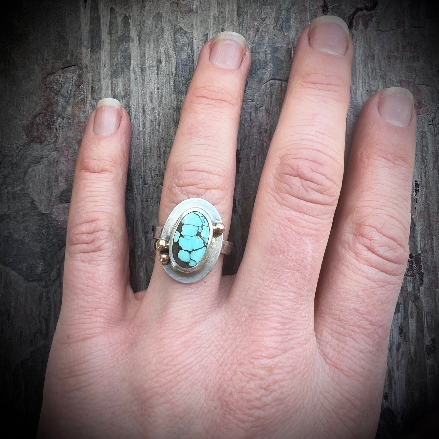 Turquoise Sterling Silver Ring | Genuine Turquoise Natural Stone Ring