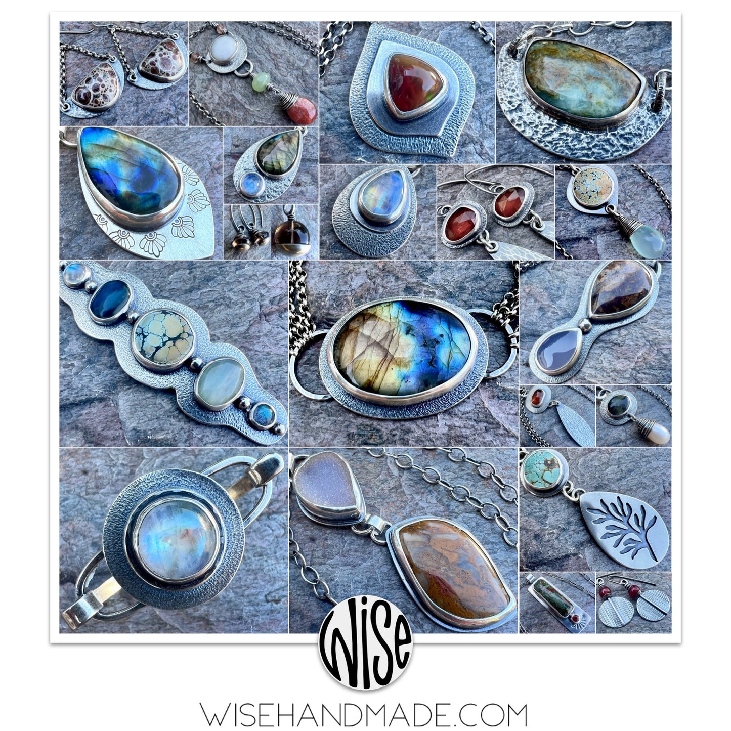 Turquoise and Chalcedony Sterling Silver Necklace - Handmade One-of-a-kind Pendant on Sterling Silver Chain