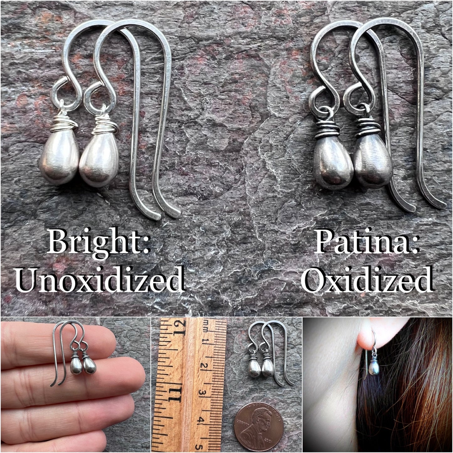 Sterling Silver Small Teardrop Earrings - Lightweight Everyday Earrings