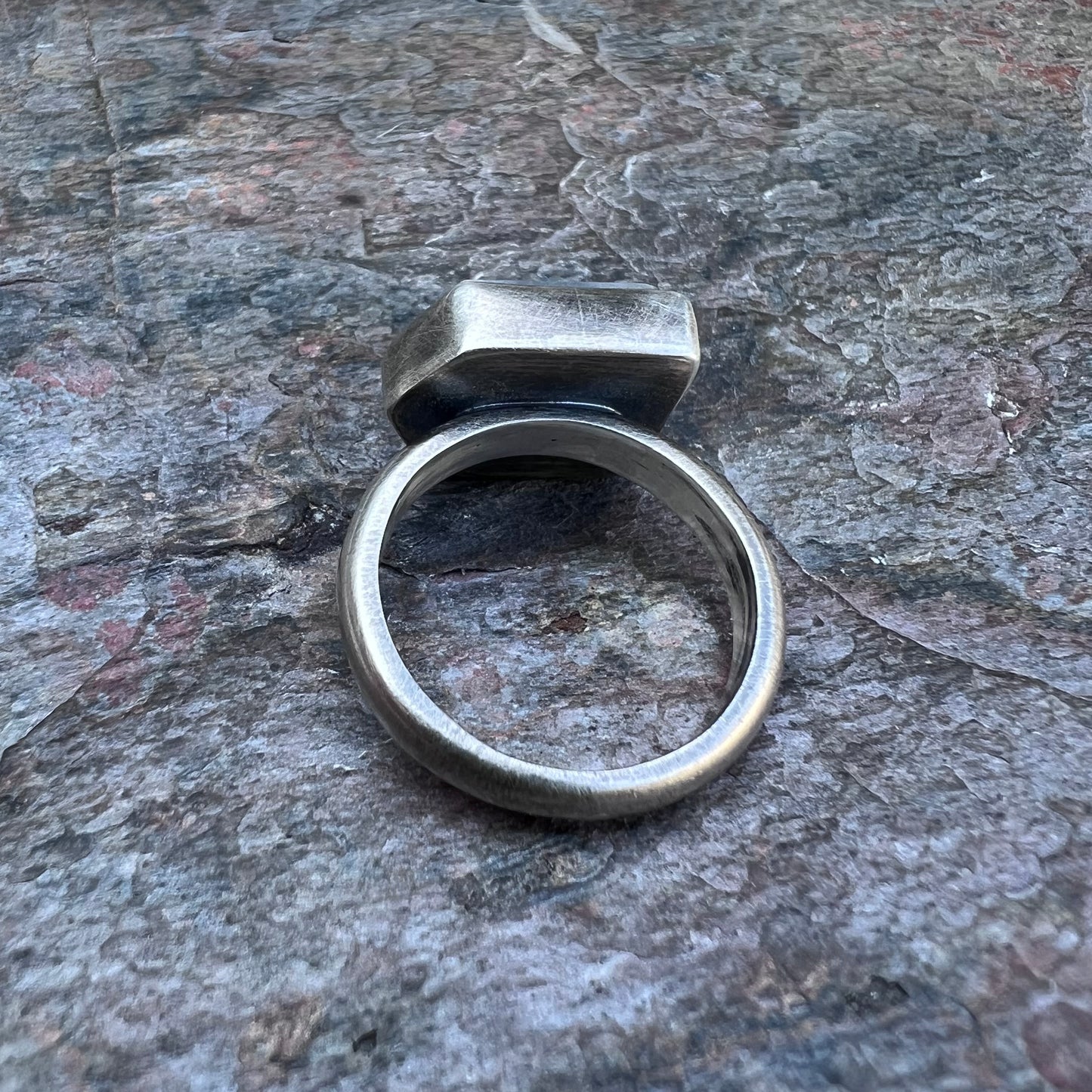 Rainbow Moonstone Sterling Silver Ring - Handmade One-of-a-kind Rainbow Moonstone Ring on Silver Silver Band - Size 8.75