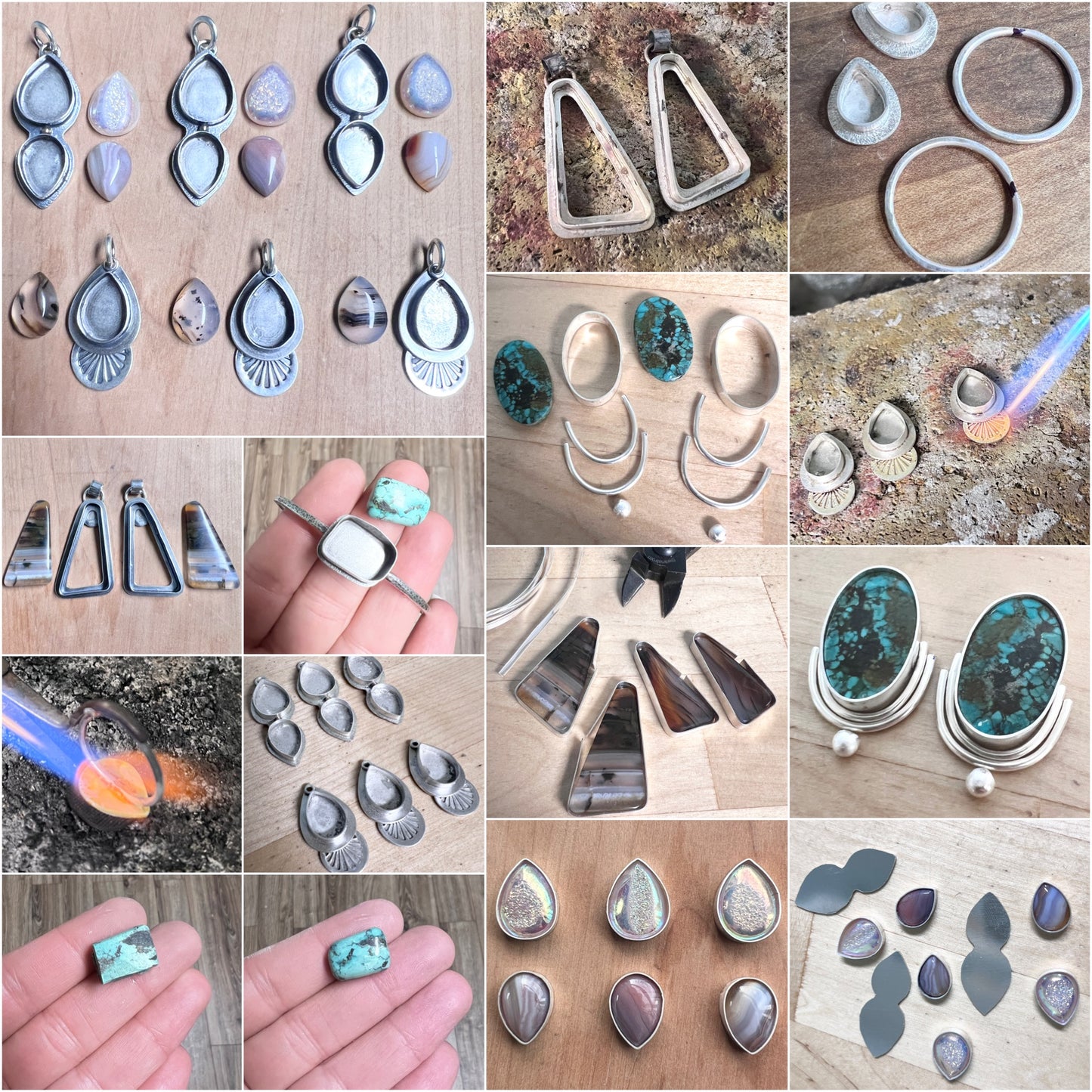 Golden Bronze Teardrop Pendant with Sterling Silver Chain | Mixed Metal Necklace