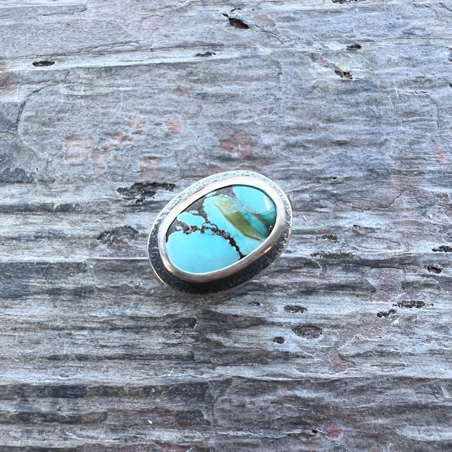Sterling Silver Turquoise Ring | Genuine Natural Turquoise Cabochon Ring - Size 7