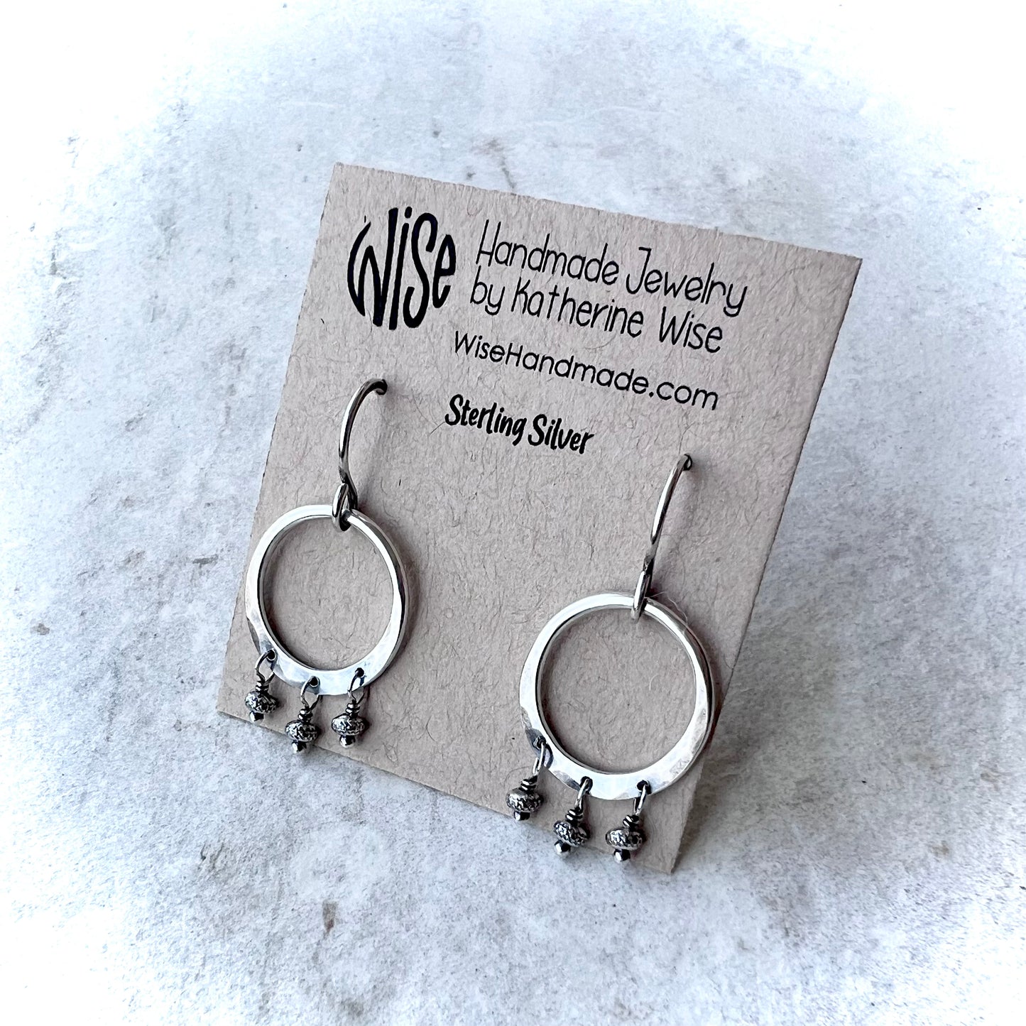 Fringe Hoop Sterling Silver Earrings | Solid Silver Hoop Small Dangle Earrings