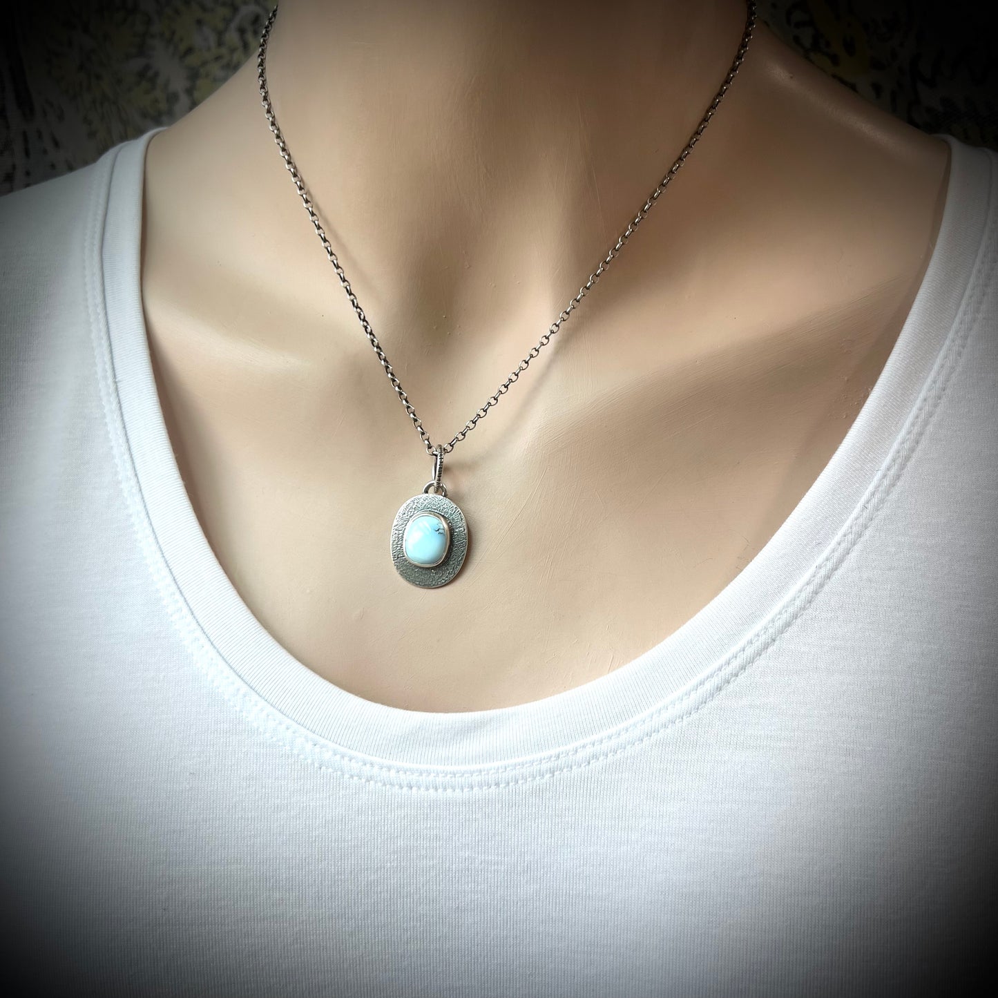 Golden Hill Turquoise Sterling Silver Necklace - One-of-a-Kind Turquoise Pendant on Sterling Silver Chain