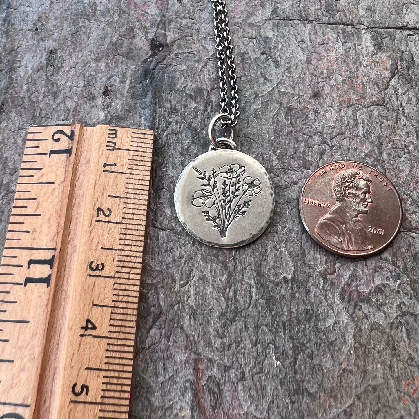 Sterling Silver Wildflower Necklace | Flower Pendant Silver Necklace