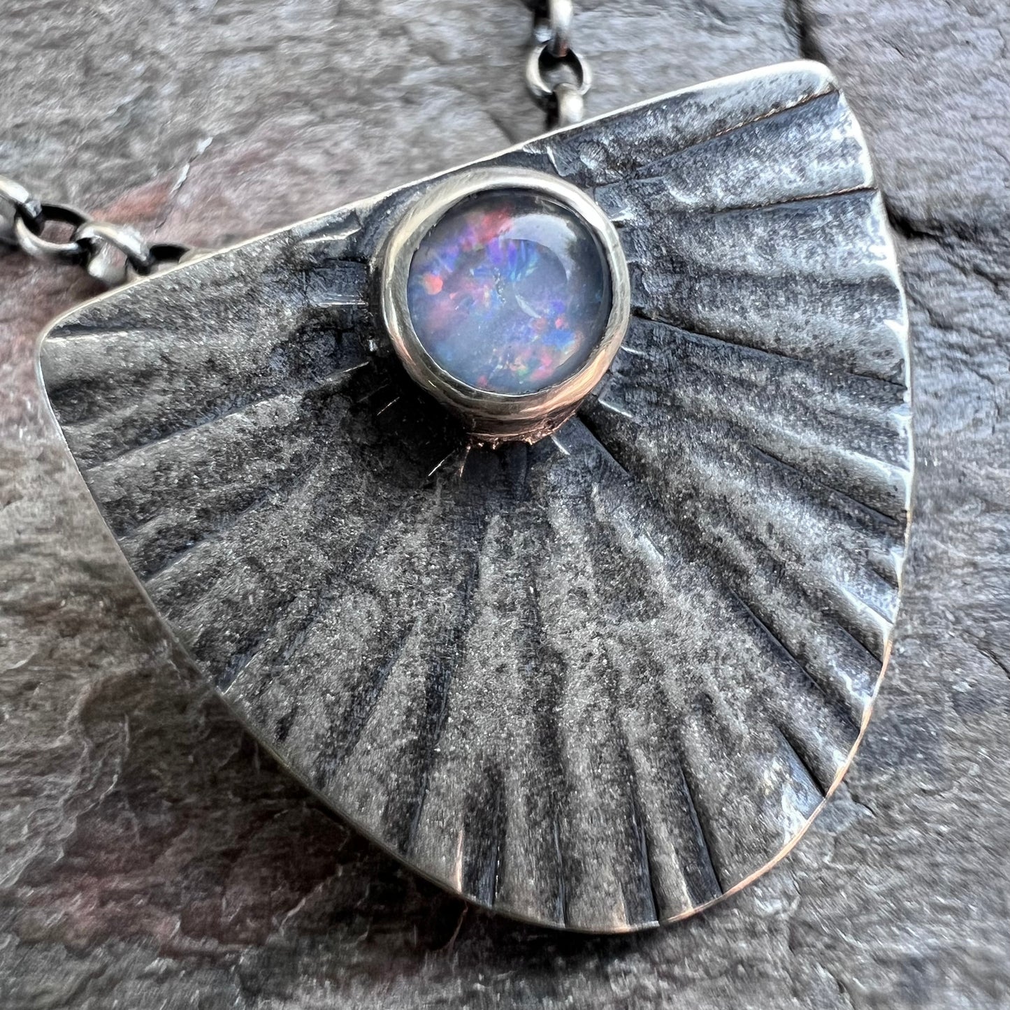 Opal Sterling Silver Necklace - Handmade Opal Triplet Pendant on Sterling Silver Chain