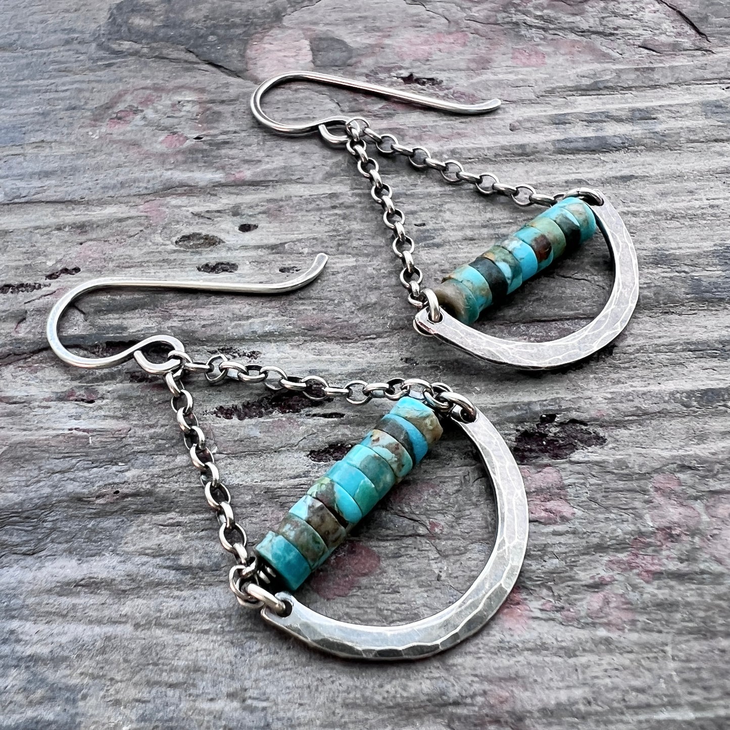Genuine Turquoise and Sterling Silver Chandelier Earrings