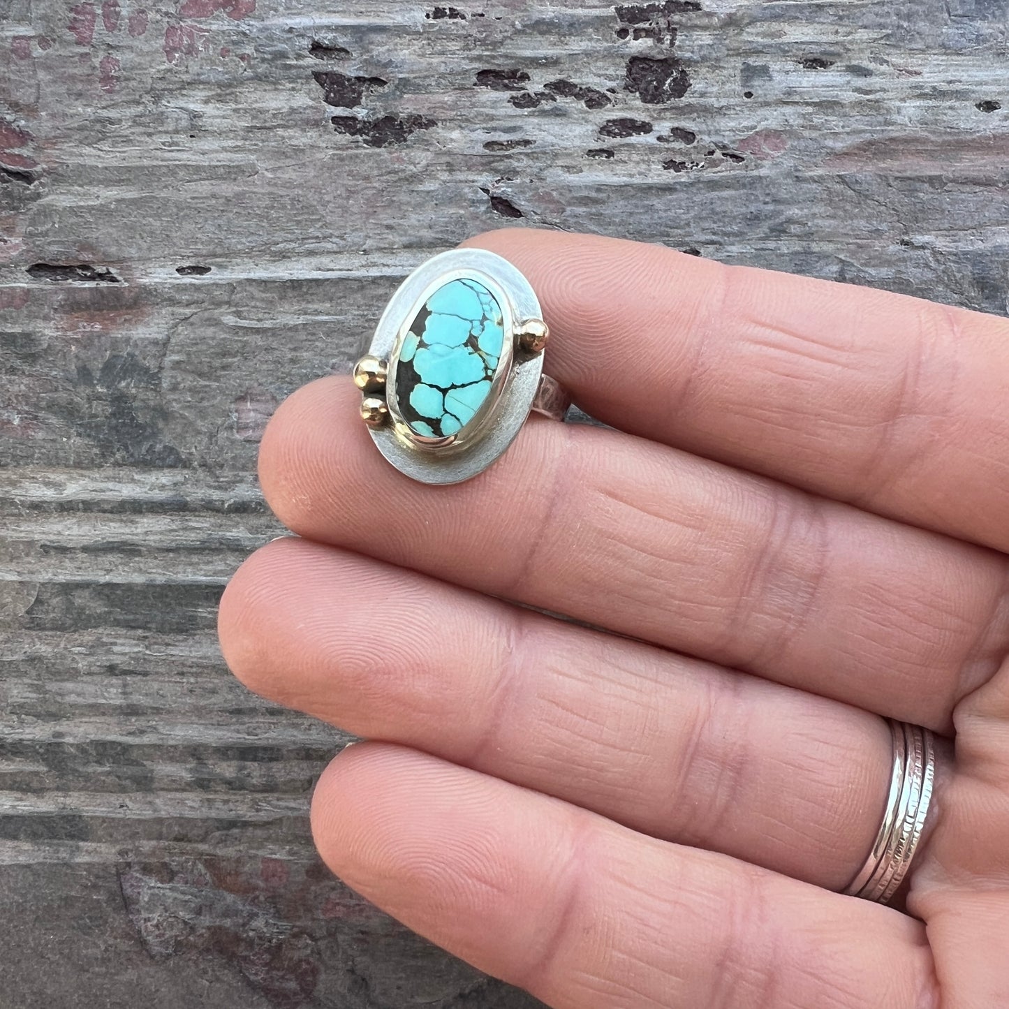 Turquoise Sterling Silver Ring | Genuine Turquoise Natural Stone Ring