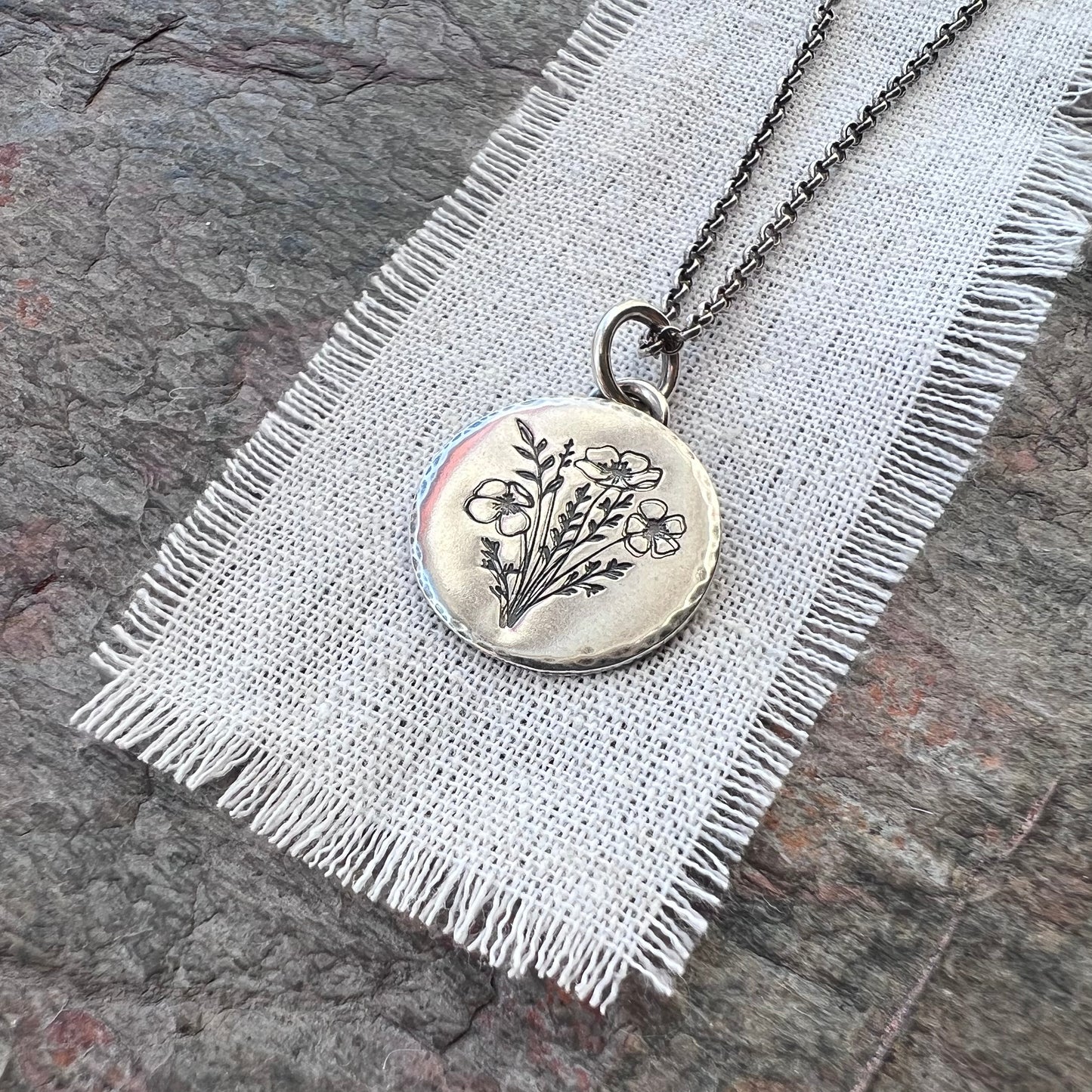 Sterling Silver Wildflower Necklace | Flower Pendant Silver Necklace