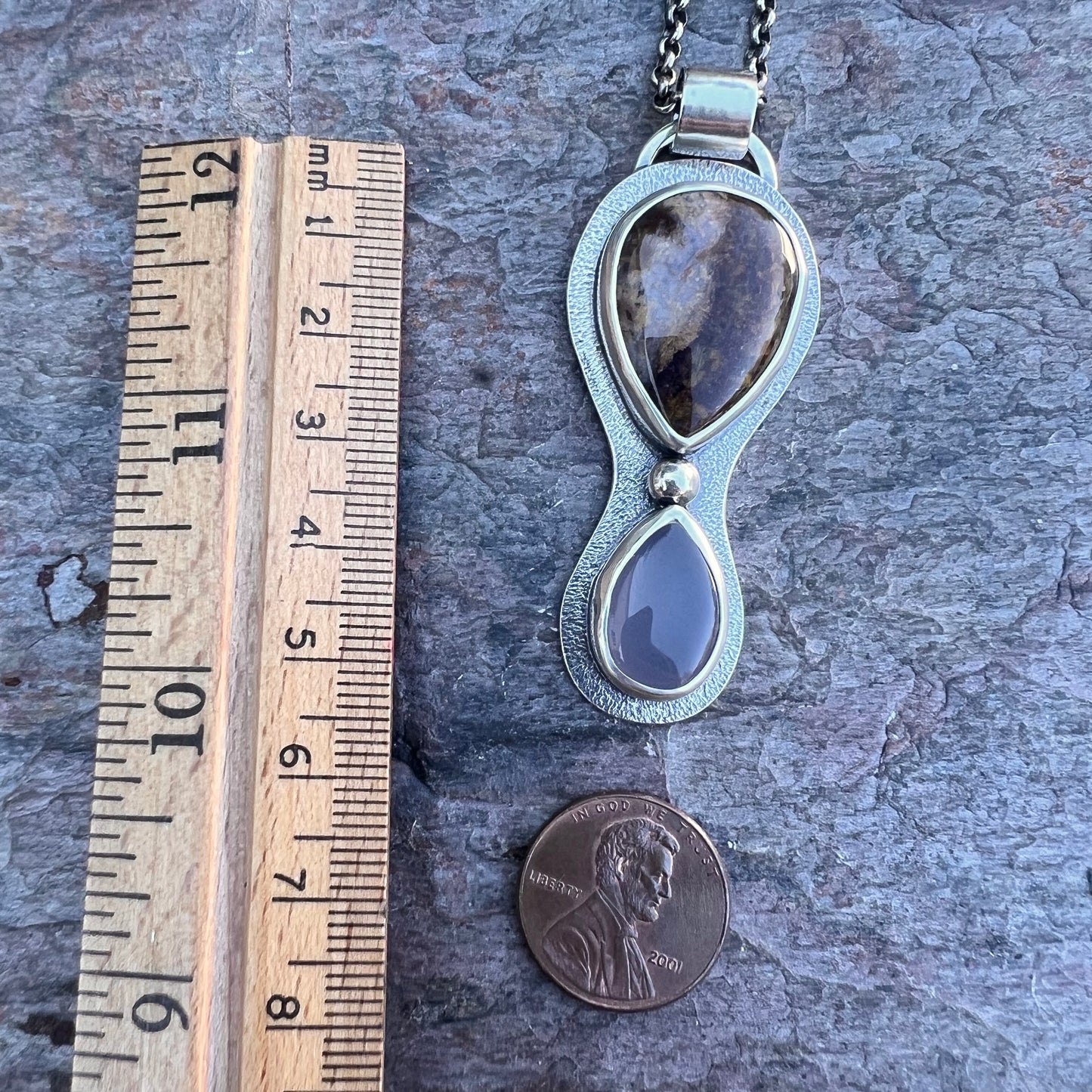 Pietersite and Chalcedony Sterling Silver Necklace - Handmade One-of-a-kind Pendant on Sterling Silver Chain