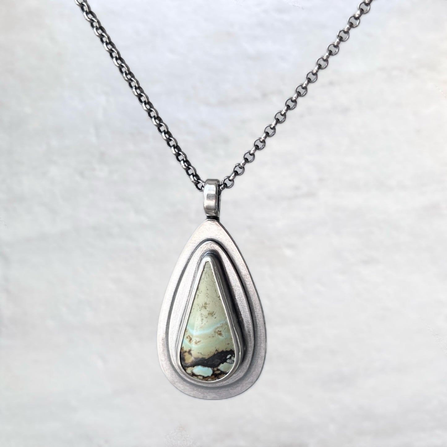 Sterling Silver Turquoise Necklace | Natural Turquoise Teardrop Pendant Necklace