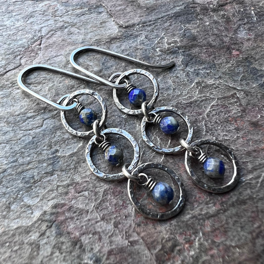 Sterling Silver Lapis Earrings Beaded
