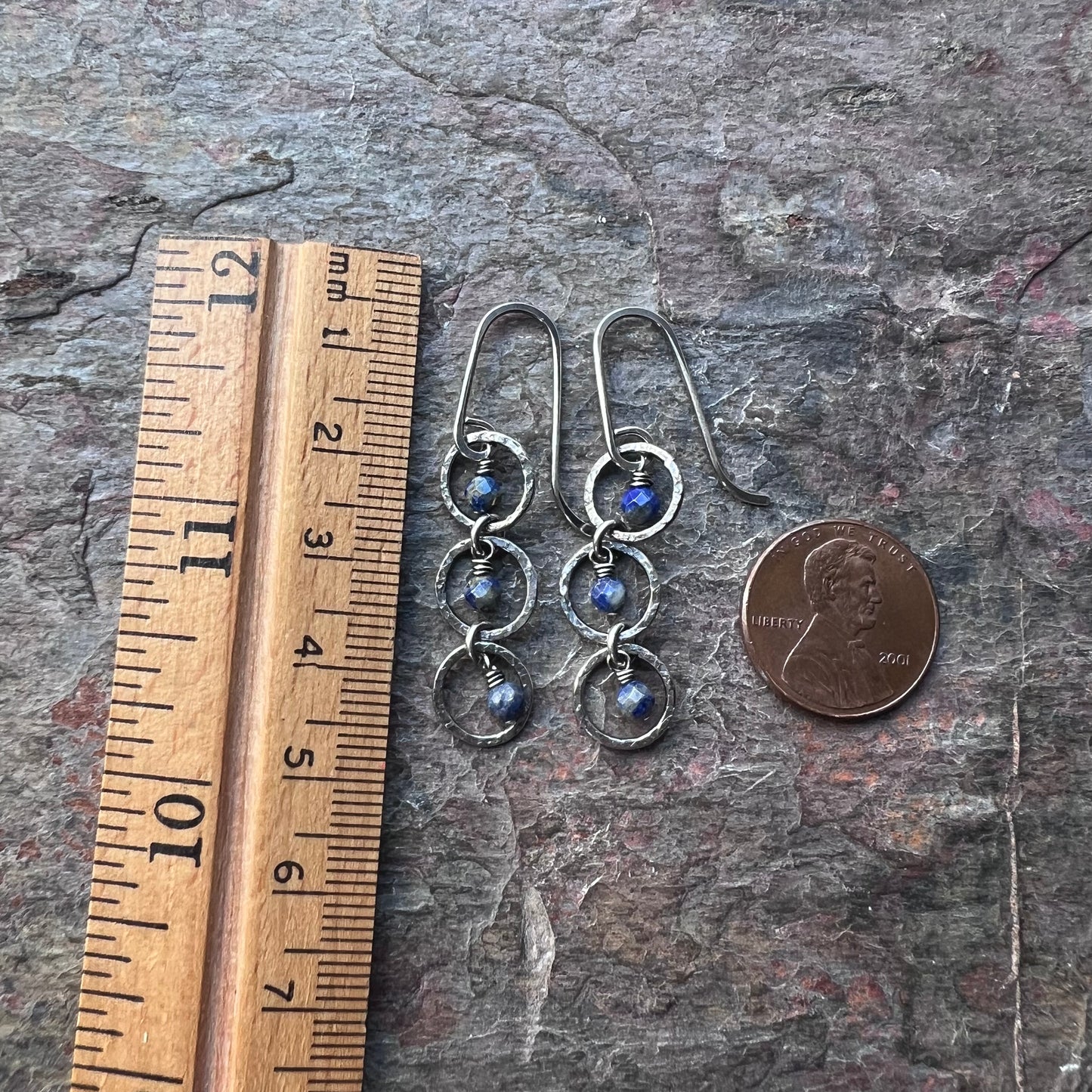 Sterling Silver Lapis Earrings Beaded