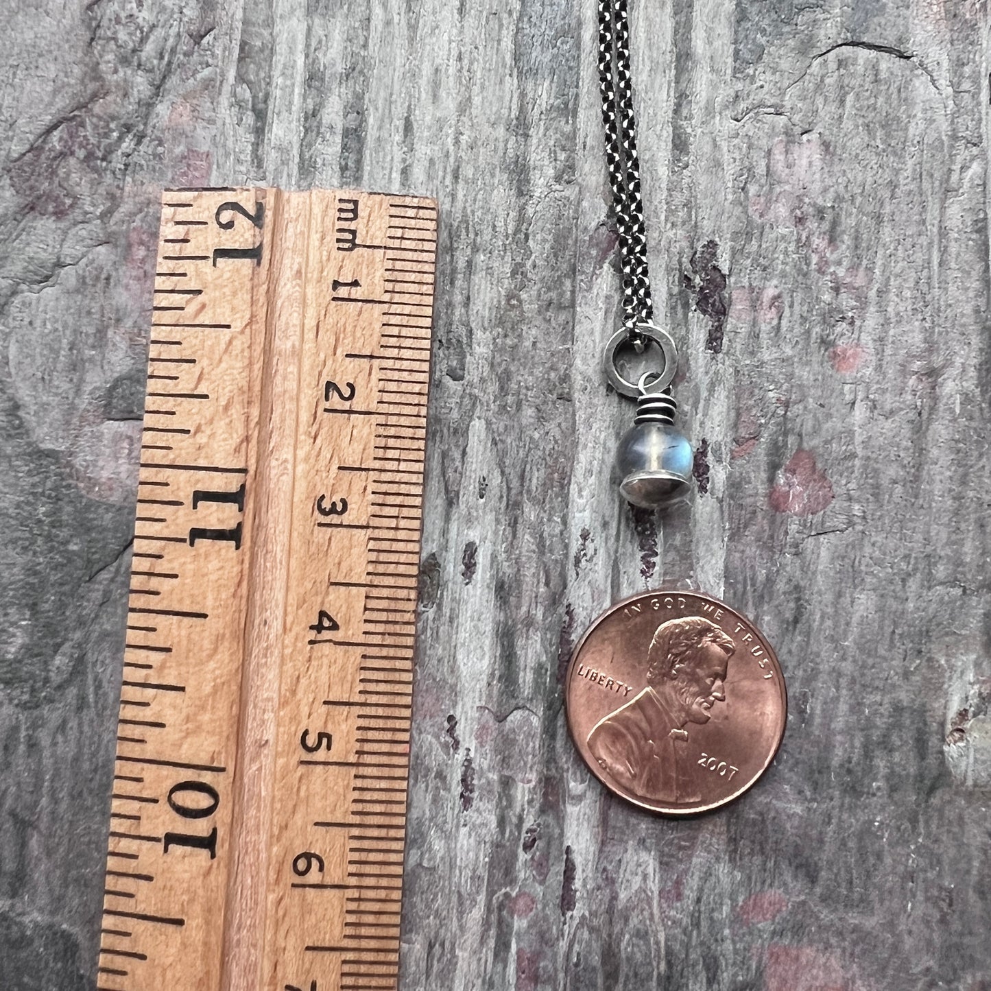 Sterling Silver Labradorite Necklace | Dainty Labradorite Pendant on Lightweight Chain
