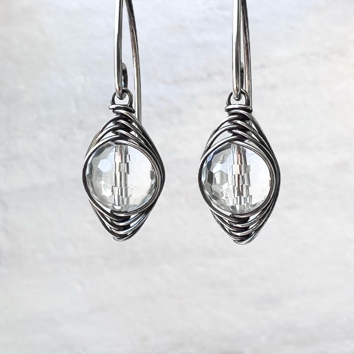 14k Goldfill Crystal Quartz Earrings | Genuine Rock Crystal Wire-wrapped Gold or Silver Dangle Earrings