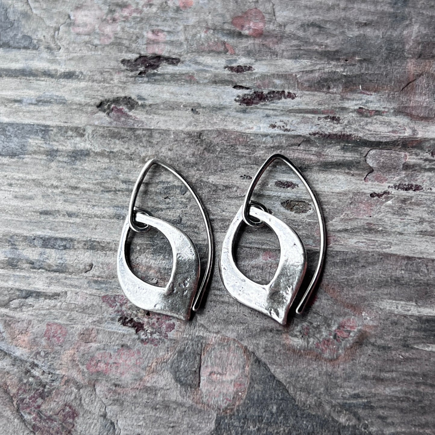 Sterling Silver Textured Petal Dangle Earrings