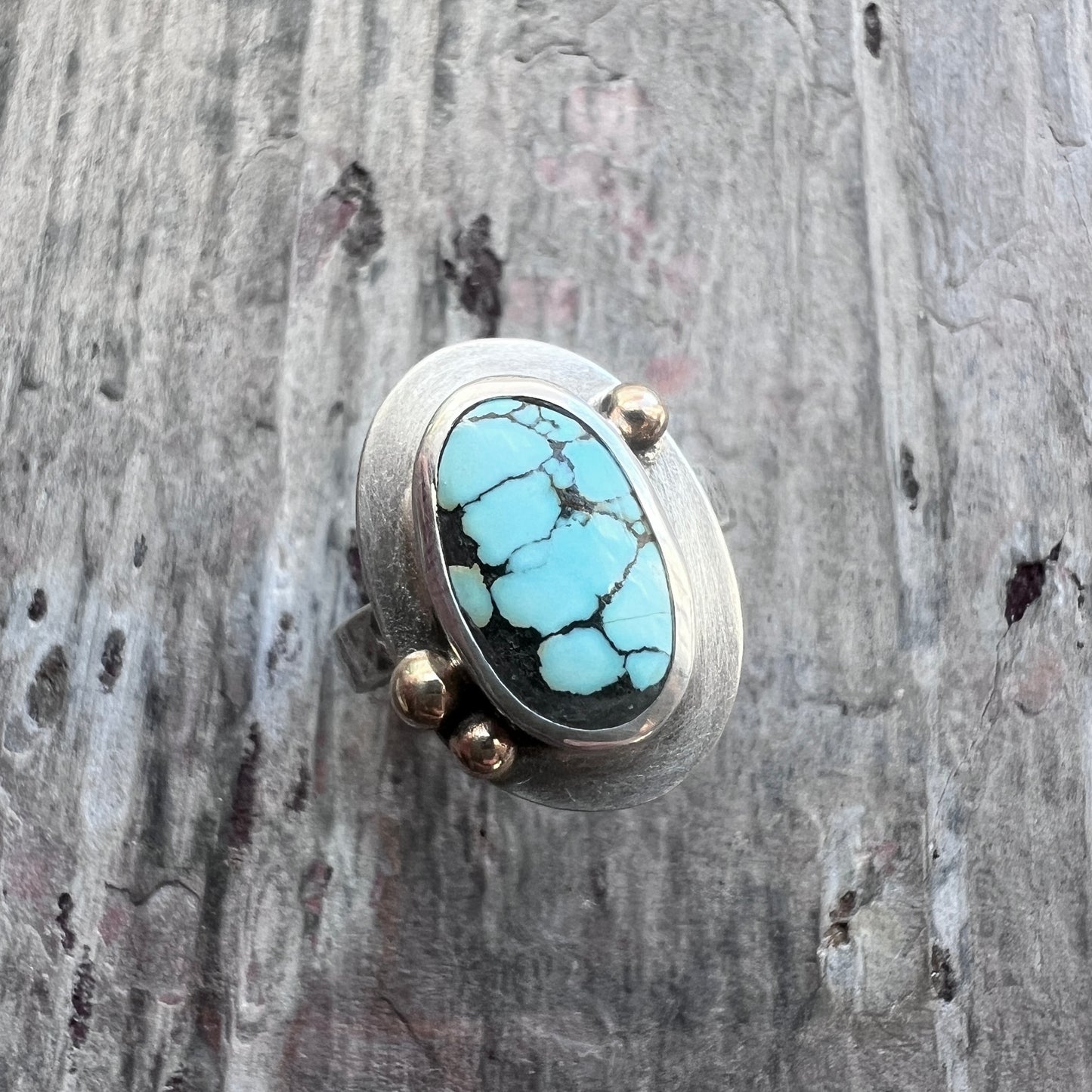 Turquoise Sterling Silver Ring | Genuine Turquoise Natural Stone Ring