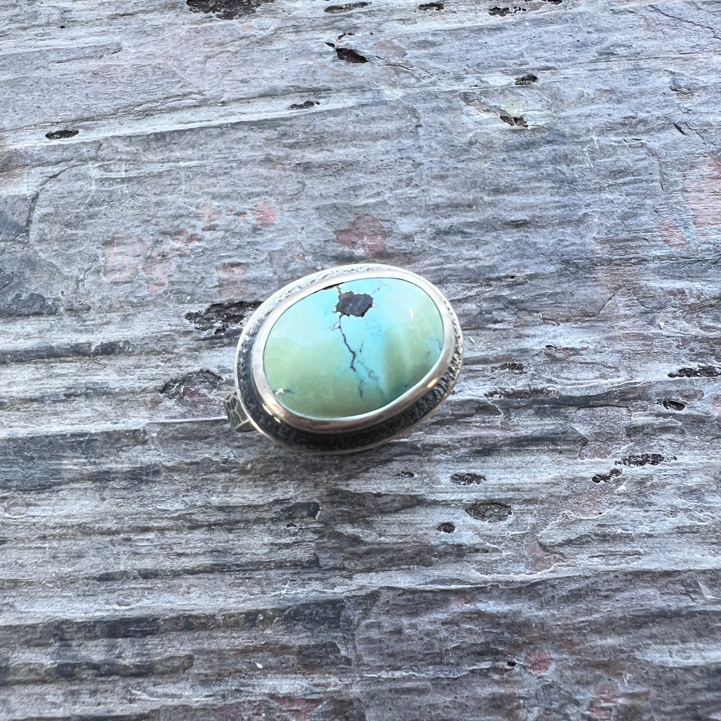 Sterling Silver Turquoise Ring | Genuine Natural Turquoise Cabochon Ring - Size 9.25