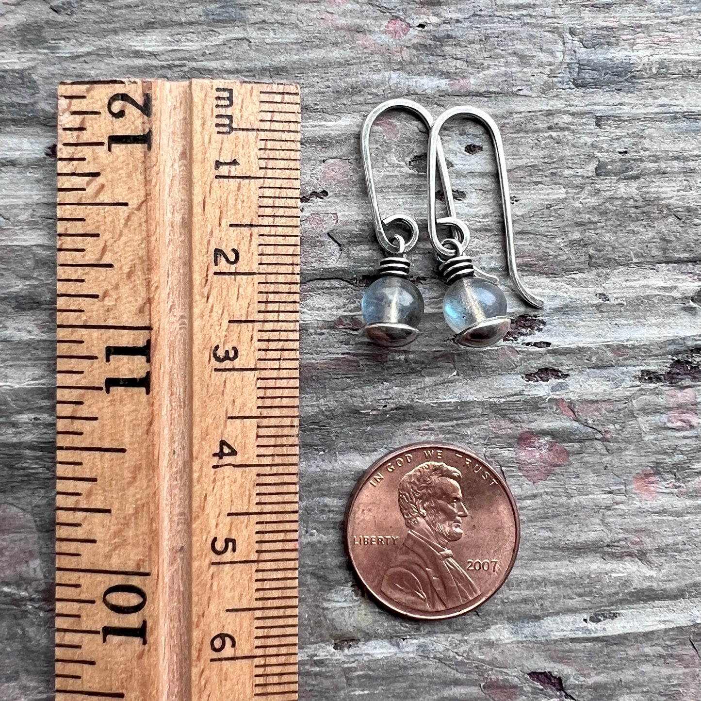 Sterling Silver Labradorite Earrings | Small Labradorite Dangle Earrings