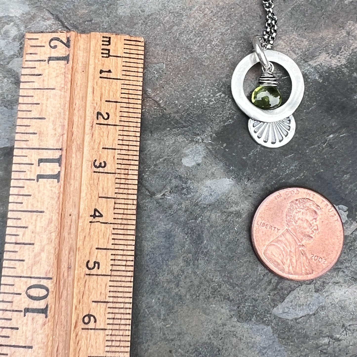 Sterling Silver Genuine Peridot Necklace | Green Natural Stone Stamped SilverPendant