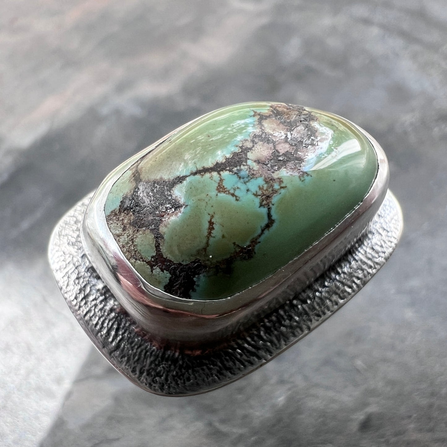 Sterling Silver Turquoise Ring | Genuine Natural Turquoise Cabochon Ring - Size 8