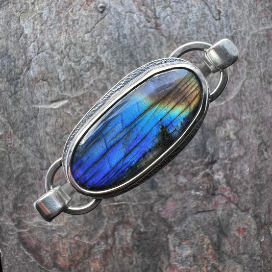 Sterling Silver Labradorite Bracelet One of a kind Natural Stone Cuff Bracelet