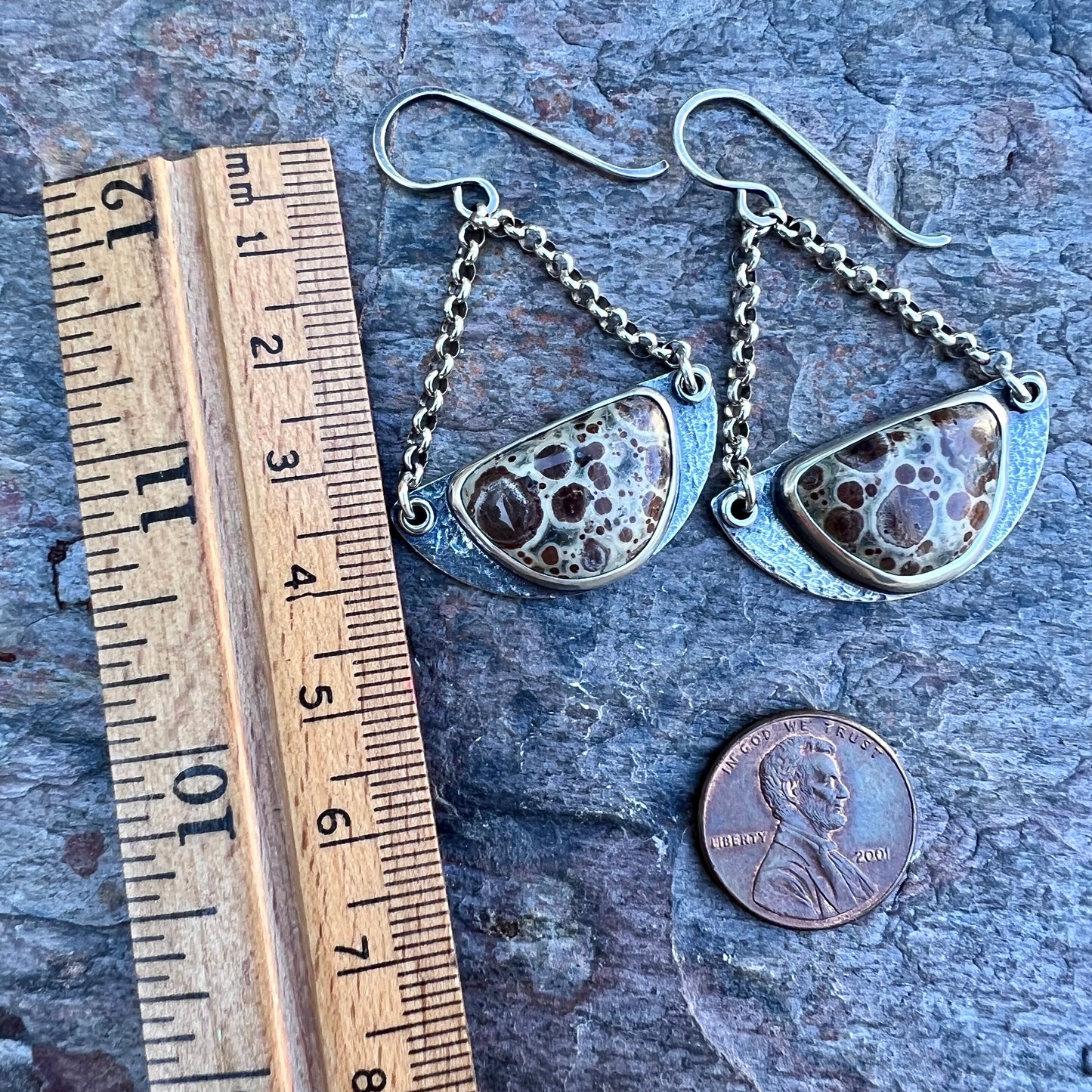Sterling Silver Ocean Jasper Earrings - Handmade One-of-a-kind Earrings