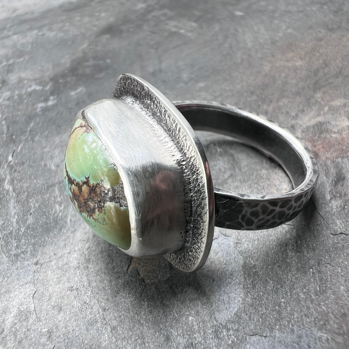 Sterling Silver Turquoise Ring | Genuine Natural Turquoise Cabochon Ring - Size 8