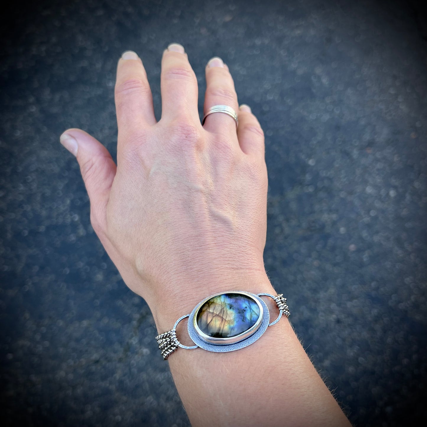 Labradorite Sterling Silver Bracelet - Handmade One-of-a-kind Bracelet