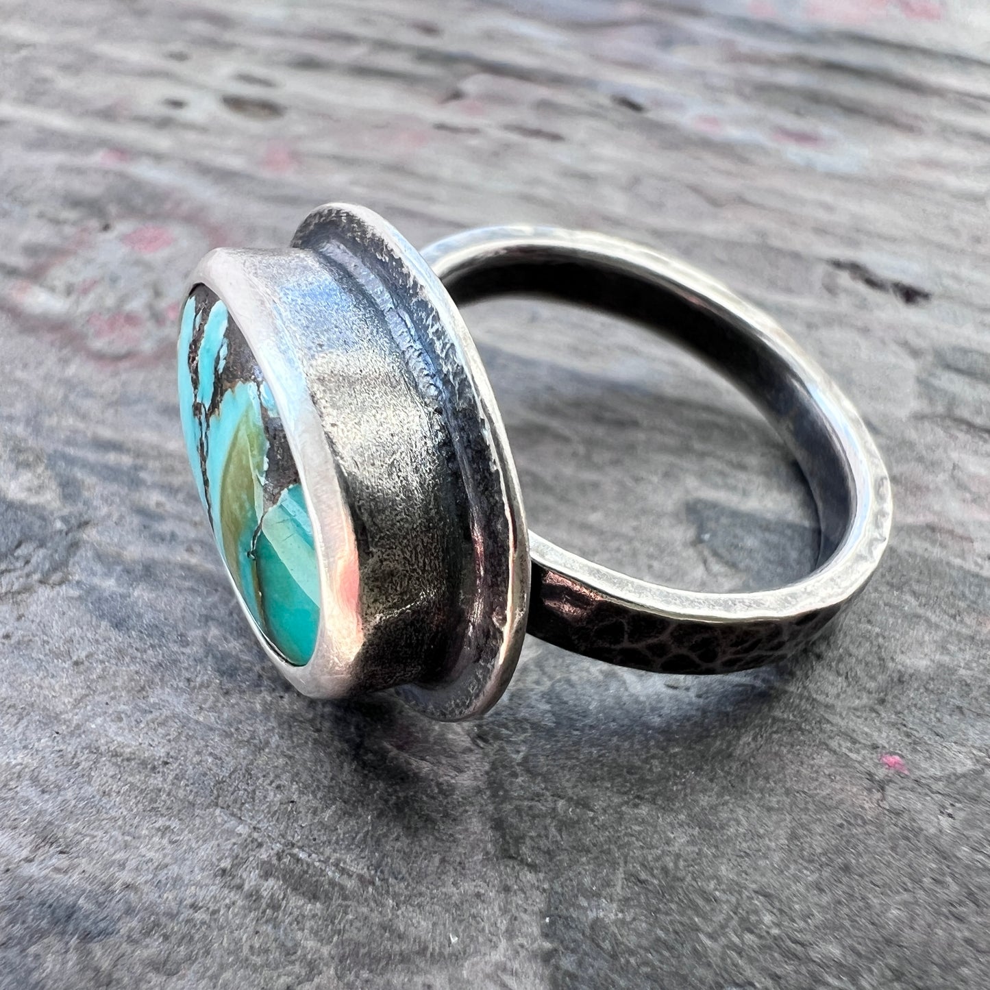 Sterling Silver Turquoise Ring | Genuine Natural Turquoise Cabochon Ring - Size 7