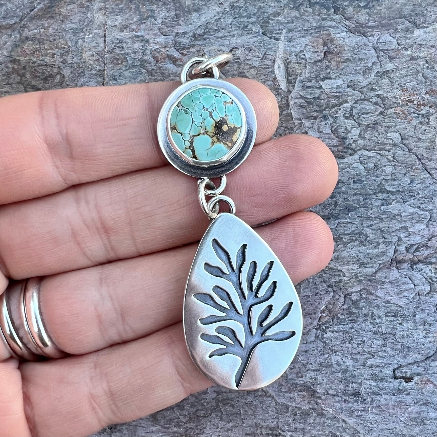 Turquoise Sterling Silver Necklace - Handmade One-of-a-kind Pendant on Sterling Silver Chain