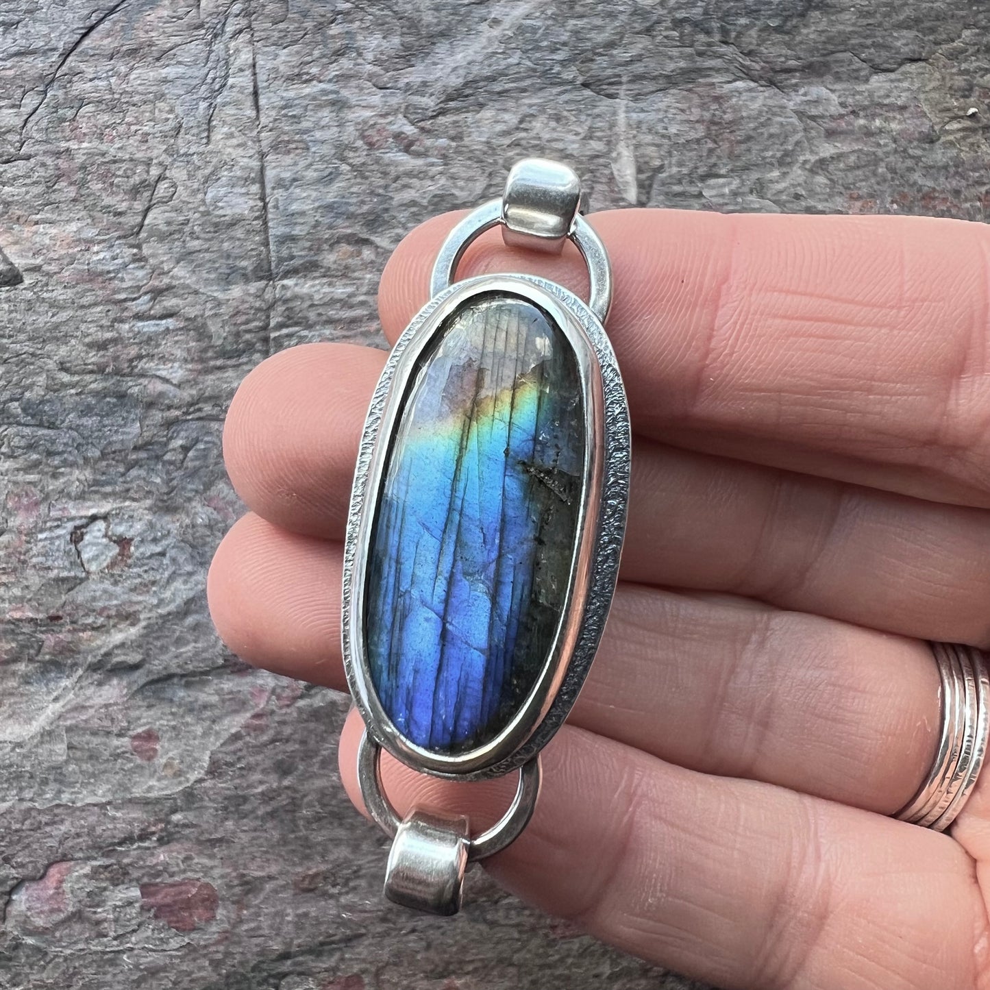 Sterling Silver Labradorite Bracelet One of a kind Natural Stone Cuff Bracelet