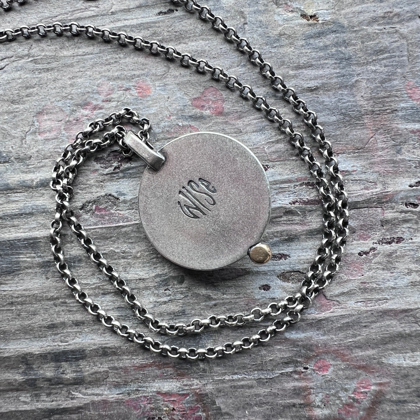 Rainbow Moonstone Sterling Silver Necklace | Circle Rainbow Moonstone Pendant Necklace