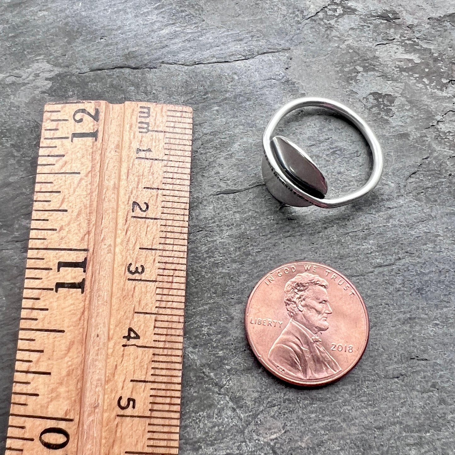 Sterling Silver Circle Ring | Minimalist Circle and Lined Texture Ring