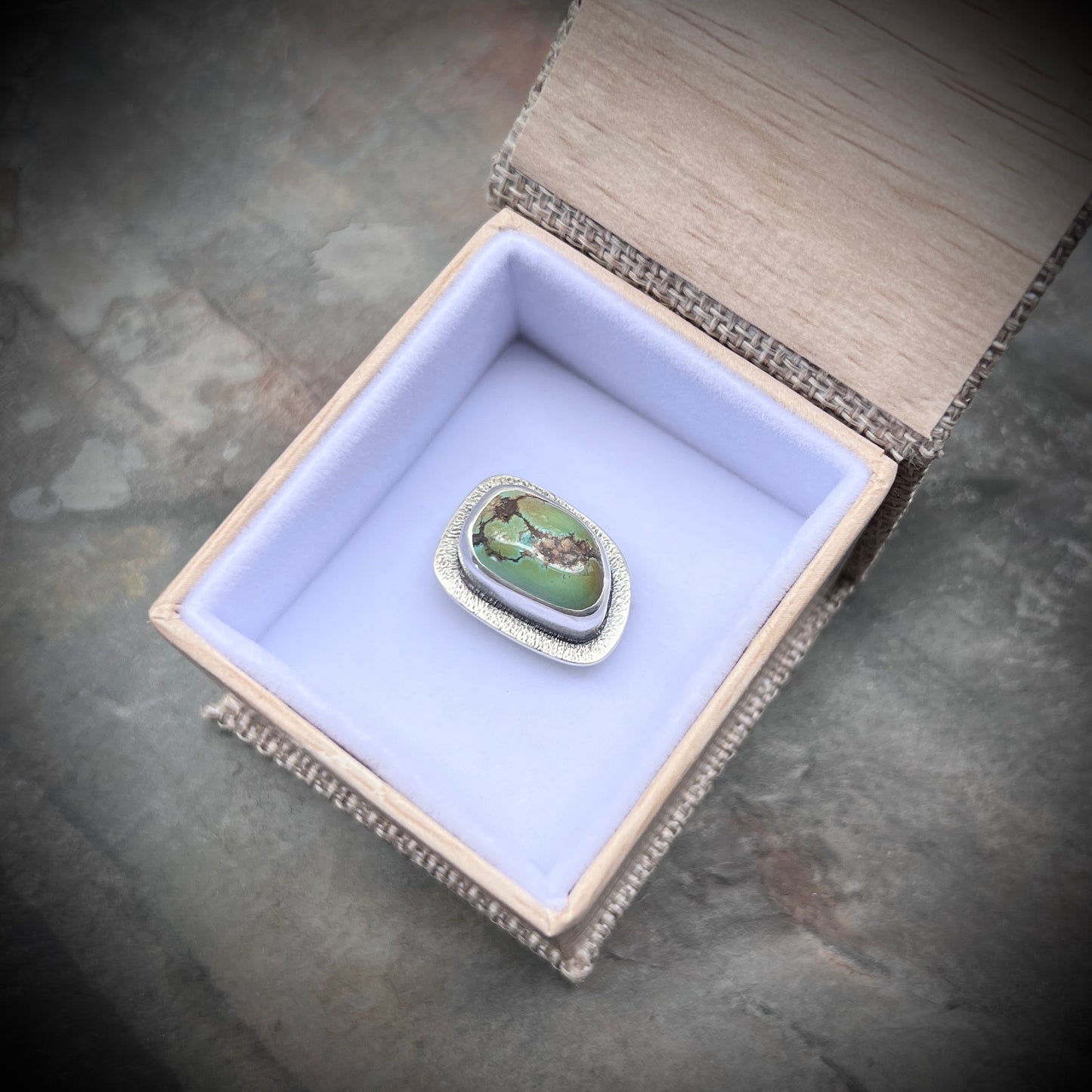 Sterling Silver Turquoise Ring | Genuine Natural Turquoise Cabochon Ring - Size 8