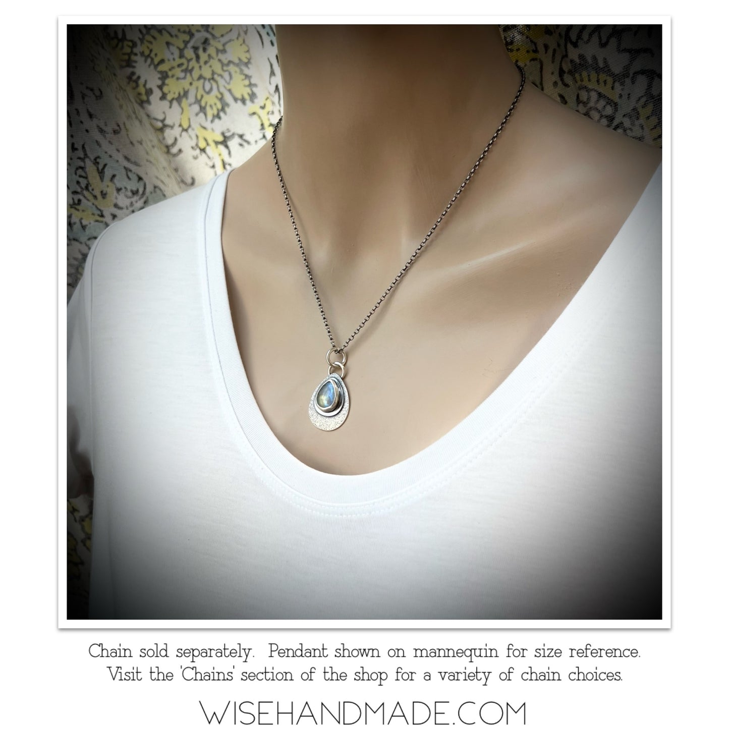 Rainbow Moonstone Sterling Silver Pendant - Handmade One-of-a-kind Pendant