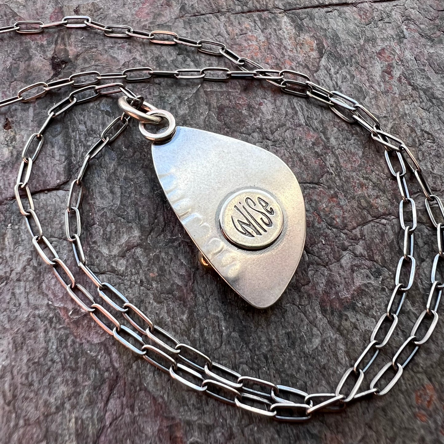 Sterling Silver Lapis Necklace One of a Kind Natural Stone Freeform Blue Pendant